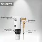 Gold Collagen Roller and Collagen Peptide Cream with highlighted skincare benefits including improved elasticity, smoother texture, and boosted circulation.