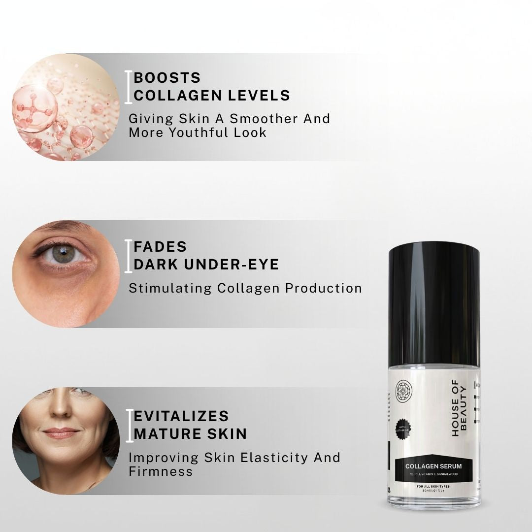 collagen serum results showing improved skin elasticity reduced dark circles and youthful glowing skin