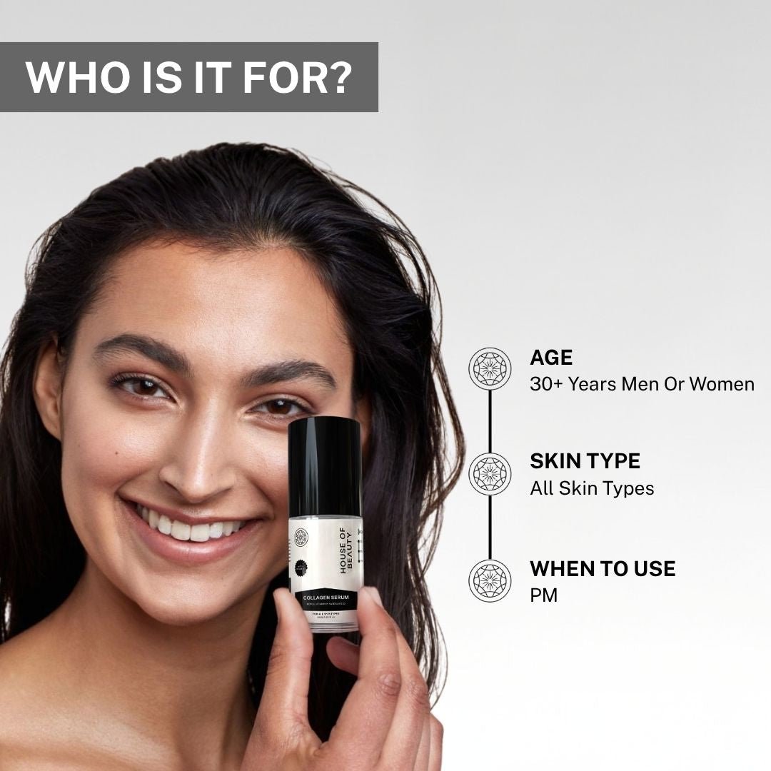 collagen serum suitable for men and women over 30 for anti ageing hydration and skin firming