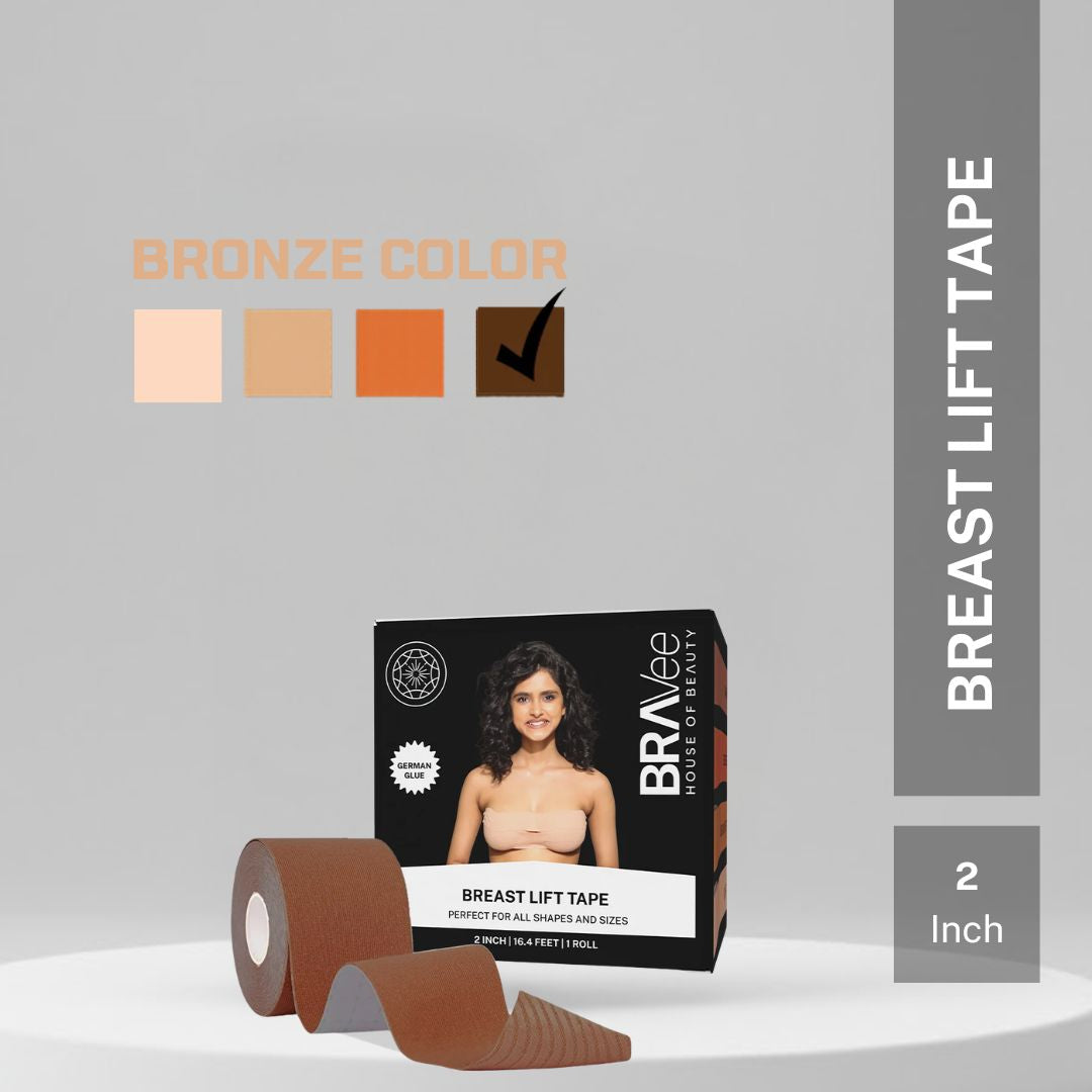 Dark bronze breast lift tape for deeper skin tones with breathable and long-lasting support