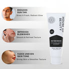 De-Tan Face Mask benefits including reducing sun tan, improving blemishes, evening skin tone, and refining skin texture.