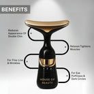 Double chin massager benefits showing reduced double chin, tighter skin, fewer wrinkles and reduced eye puffiness