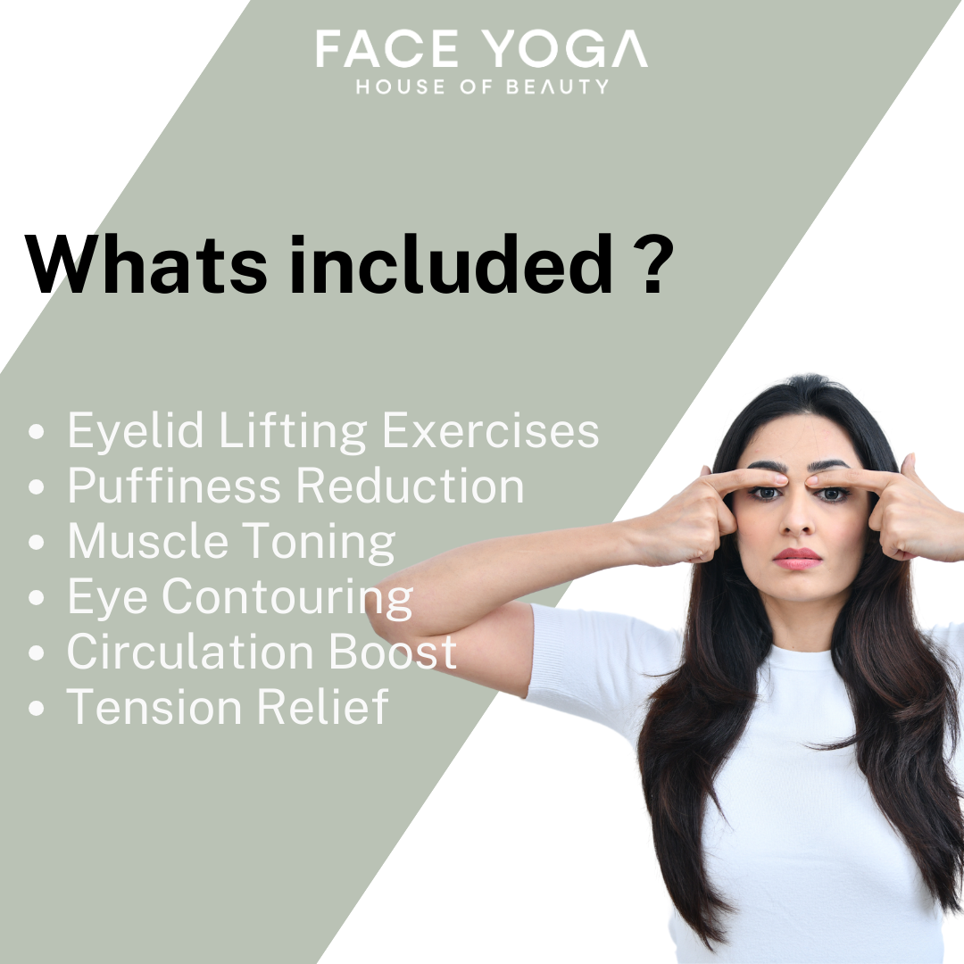 Droopy eyelid correction by face yoga online video program with Vibhuti Arora