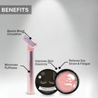 LED eye massager and hydrogel eye patches benefits including improved blood circulation reduced puffiness enhanced elasticity and eye fatigue relief