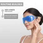 woman using gel eye mask in skincare routine for cooling therapy to soothe tired eyes and reduce puffiness