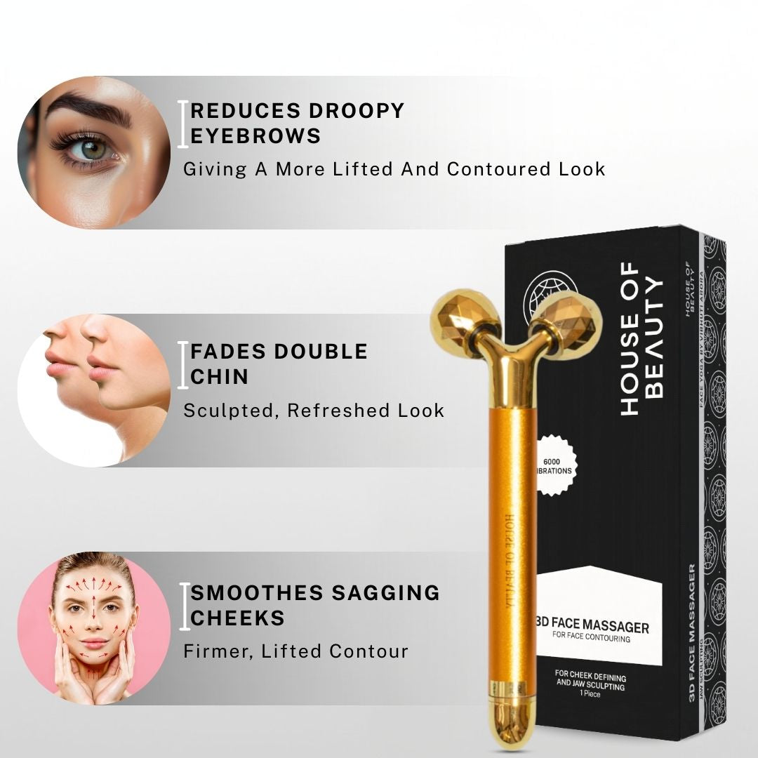 3D face massager helping reduce double chin, lift sagging cheeks and improve facial contour for a sculpted appearance