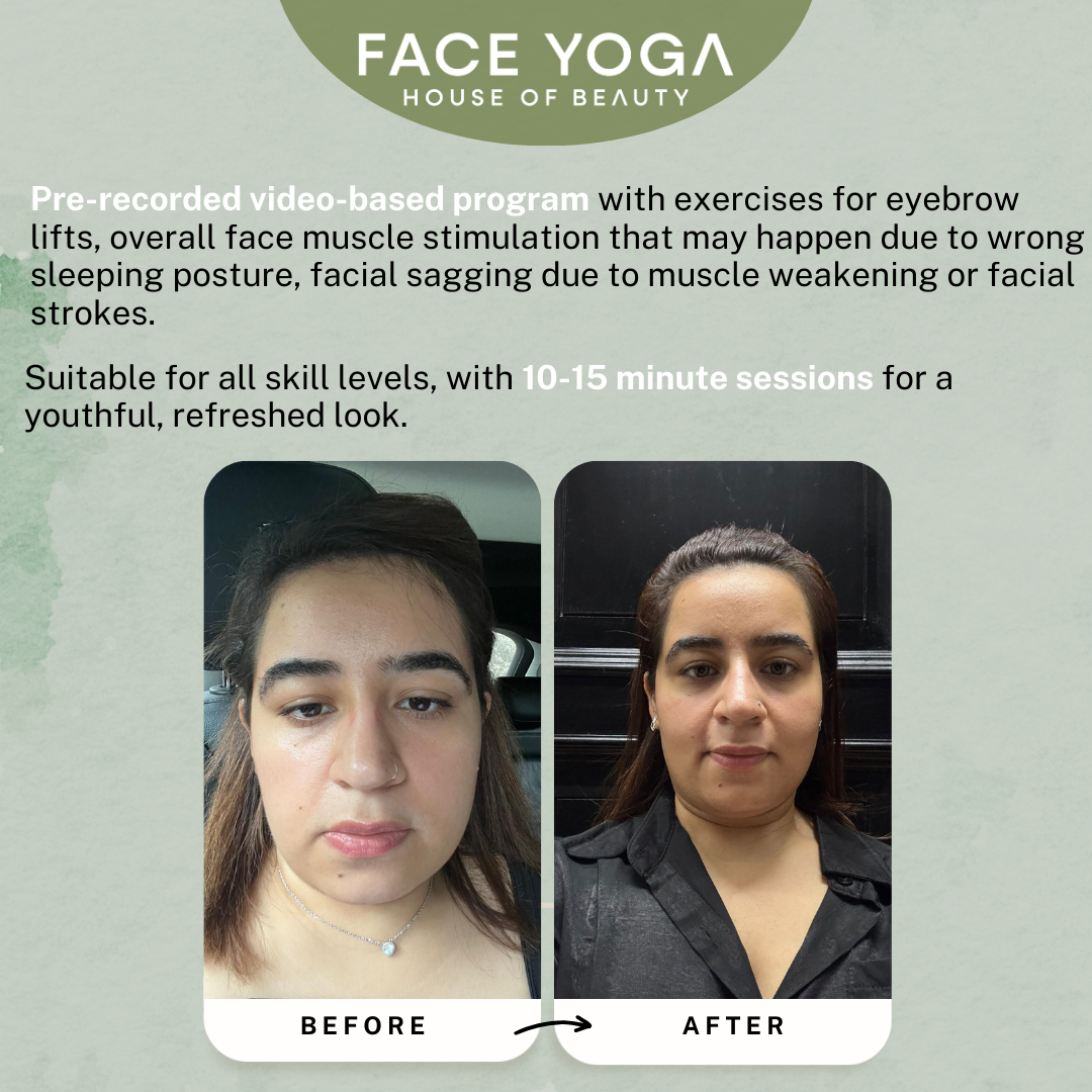 Look on these images before and after result you can see after doing face yoga by Vibhuti Arora Face Yoga Classes