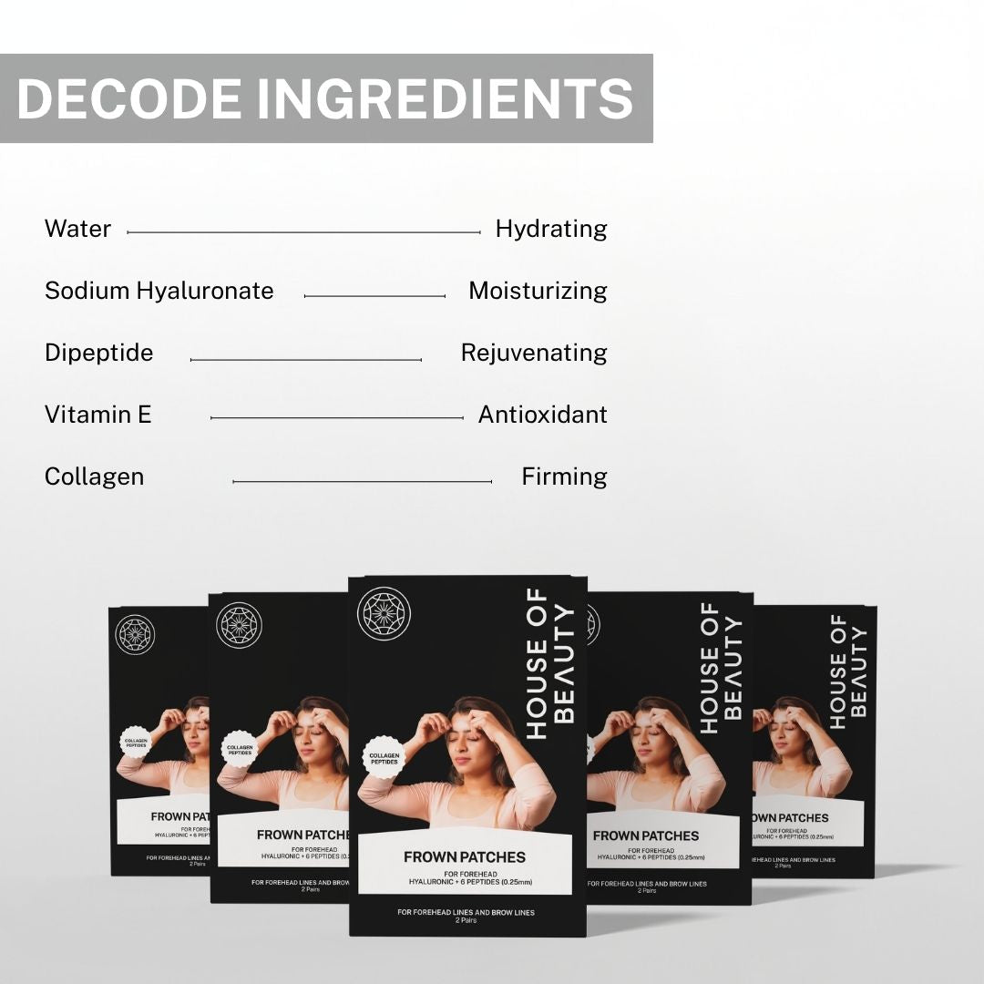 frown patches ingredients sodium hyaluronate peptides vitamin e collagen for hydration and skin firming