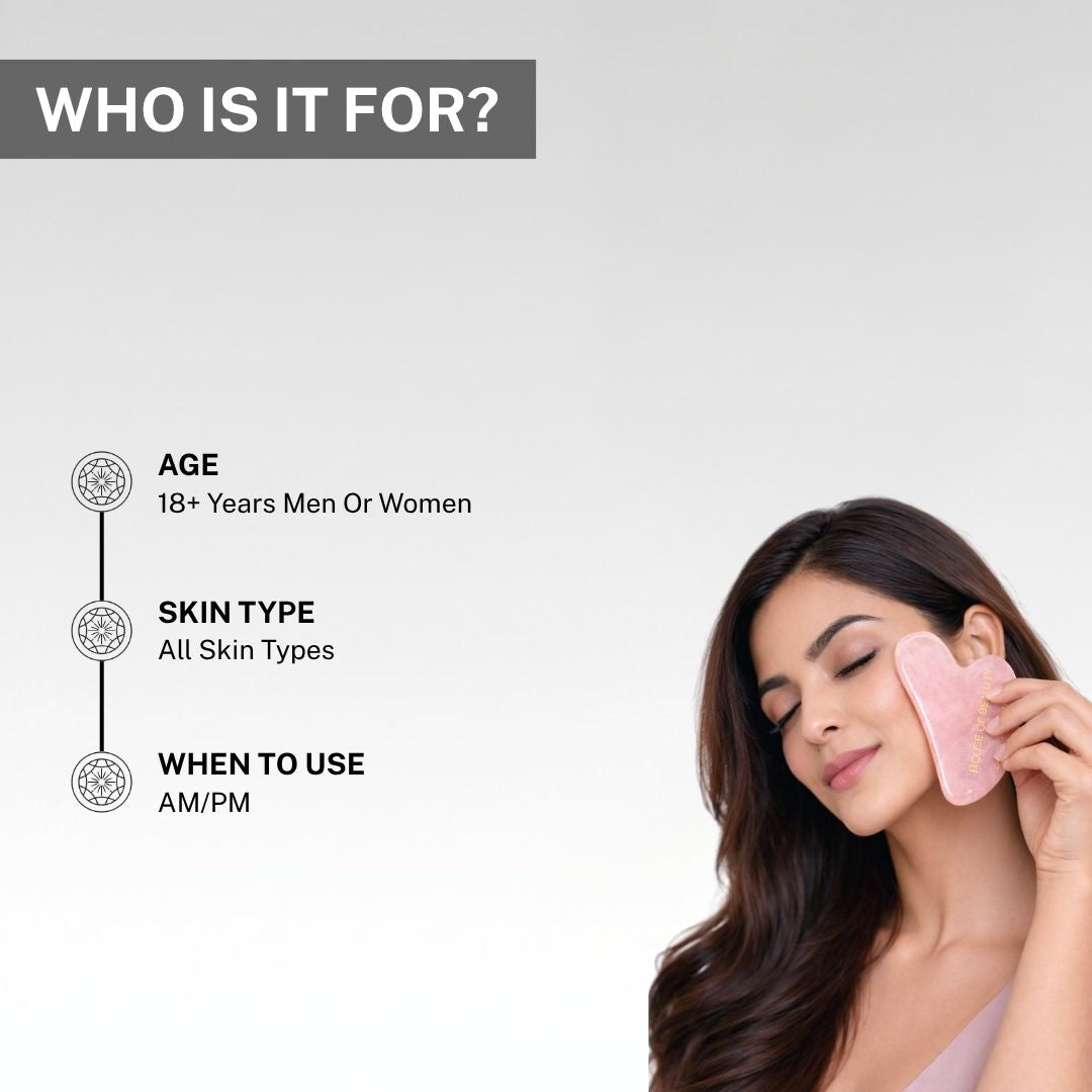 rose quartz gua sha suitable for all skin types for men and women for facial massage and sculpting