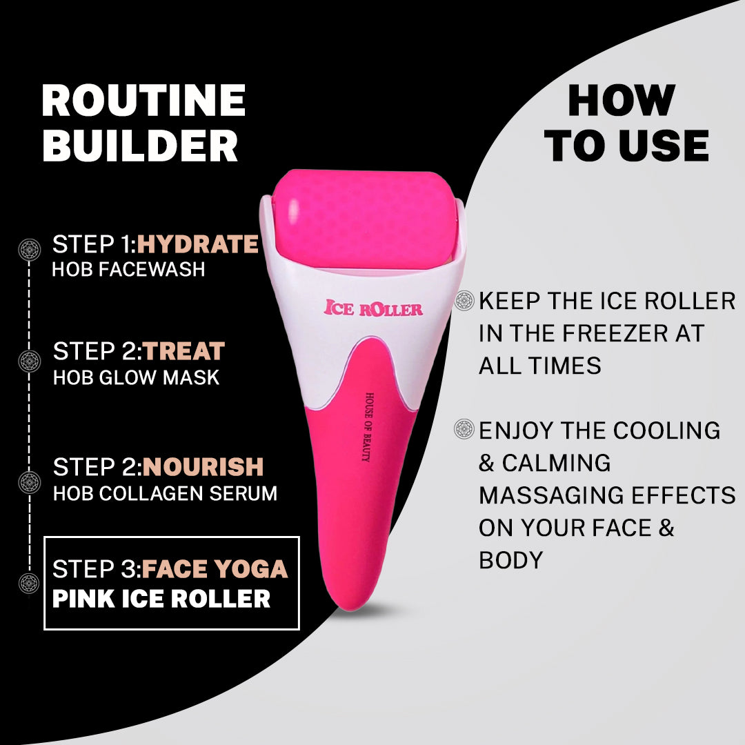 House Of Beauty India Skin Care Pink Ice Roller Face Yoga gym Vibhuti Arora facegym Jade roller Guasha skingym Guasha Teacher Training Learn Yoga certified FaceTools Make up Anti ageing Pink Ice Roller