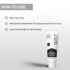Instructions showing to clean face, apply 24K Gold Face Mask evenly with spatula, and leave overnight for best results.