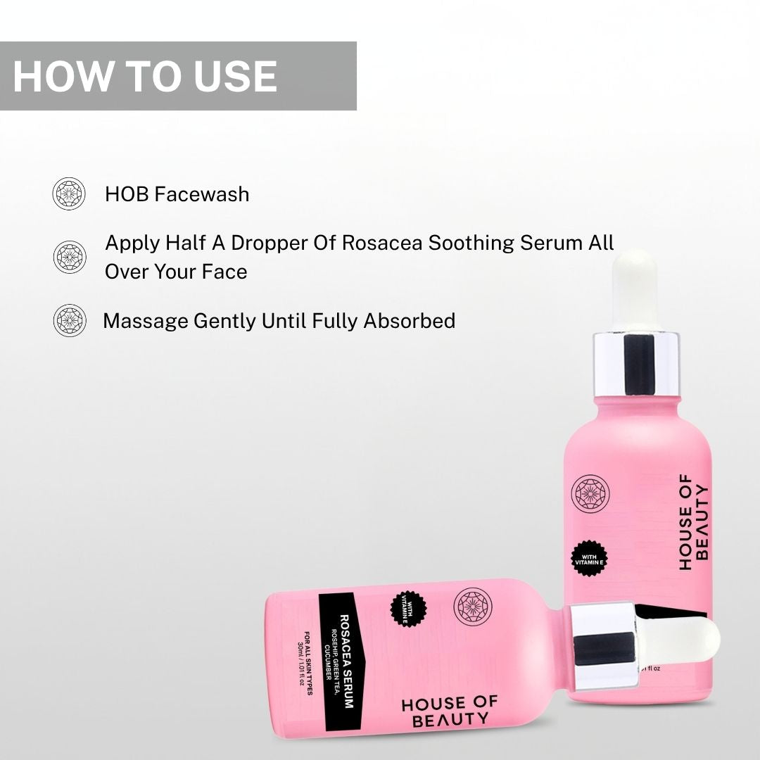 apply rosacea serum after facewash massage gently for absorption for soothing redness and irritation