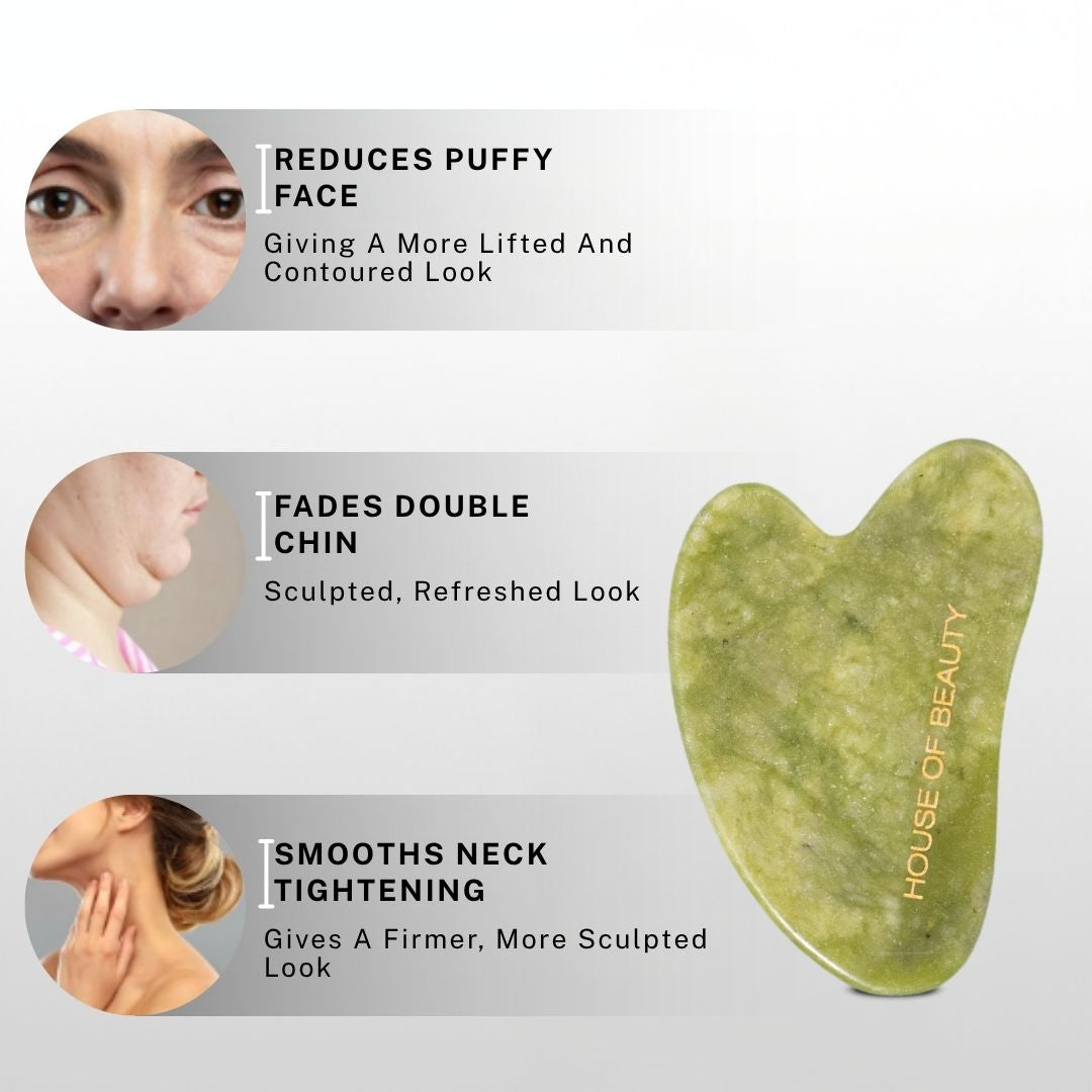 jade gua sha reducing double chin puffiness tightening neck and contouring face naturally