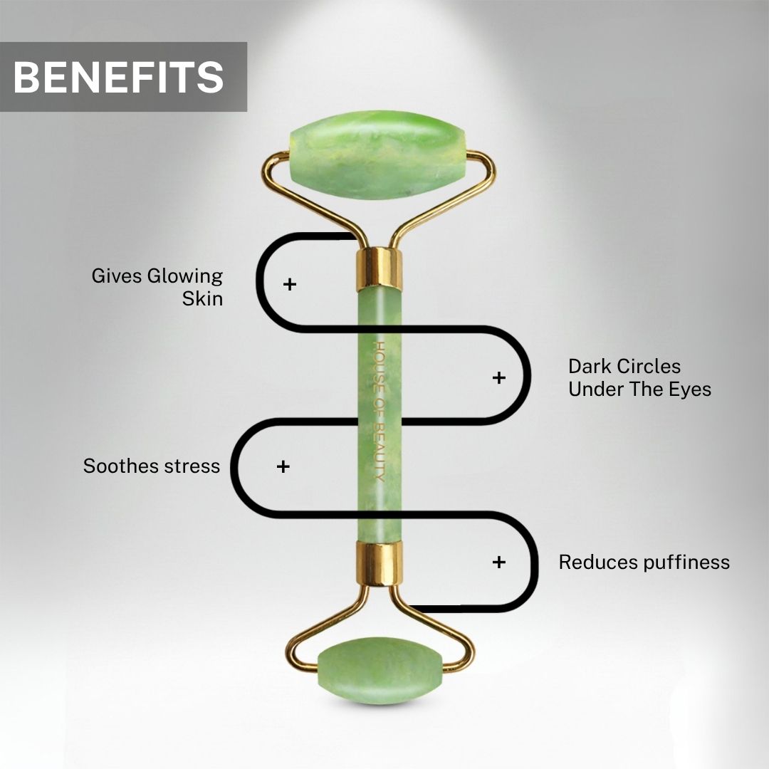 jade roller benefits reduces puffiness dark circles under eyes soothes stress and gives glowing skin