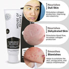 House of Beauty Kumkumadi Gel Cream — Ayurvedic brightening face cream infused with saffron, sandalwood, and turmeric for glowing, even-toned, youthful skin. Lightweight gel texture hydrates, reduces pigmentation, dark spots, and dullness — suitable for all skin type