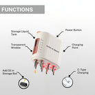 features of led hair massager including oil storage tank charging port vibration nodes and red light therapy