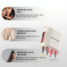 results of using led hair massager showing reduced hair fall improved hair texture and increased hair growth