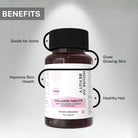 House of Beauty Collagen Tablets highlighting benefits including glowing skin, improved skin health, healthy hair and joint support.