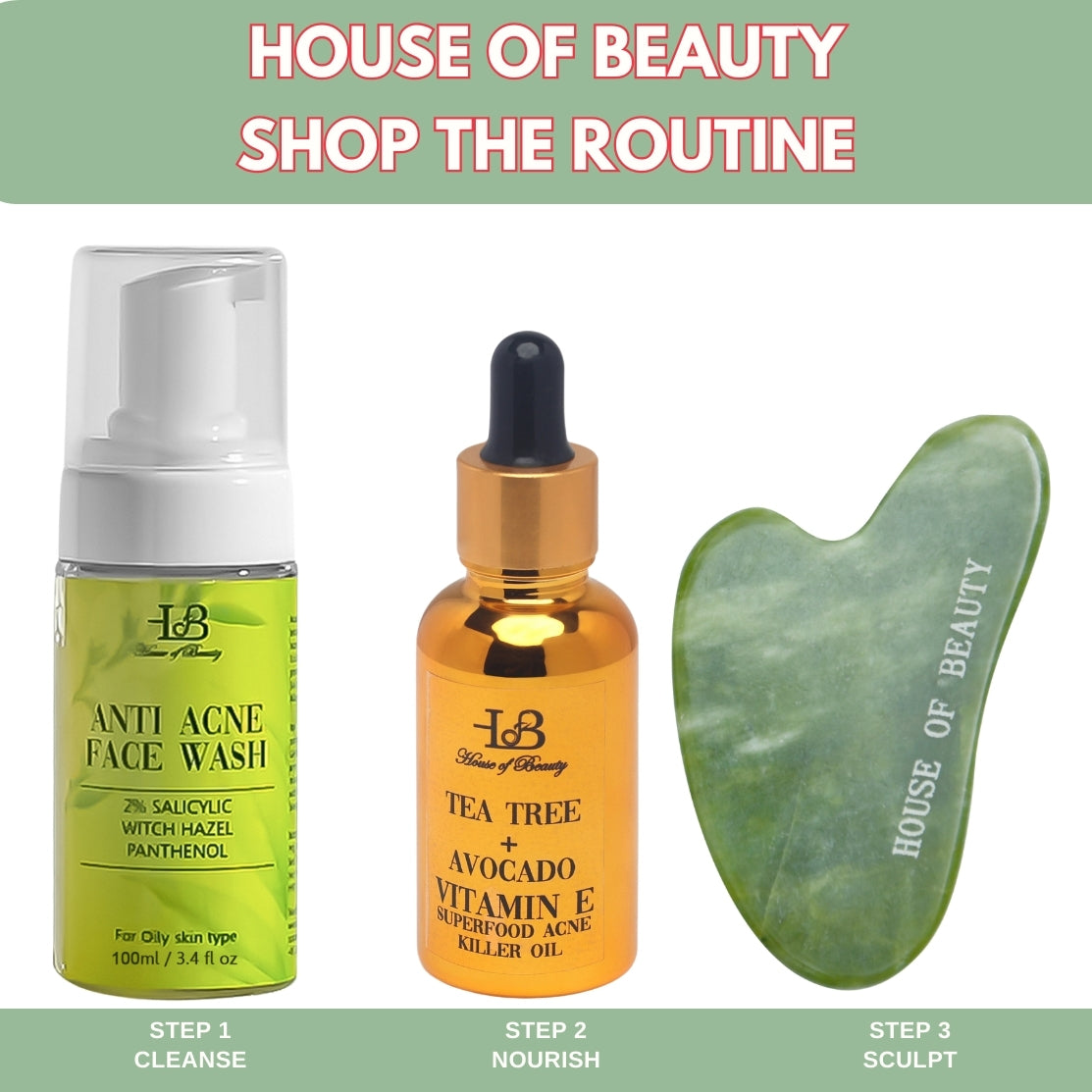 Pack of 3 Jade Roller kit