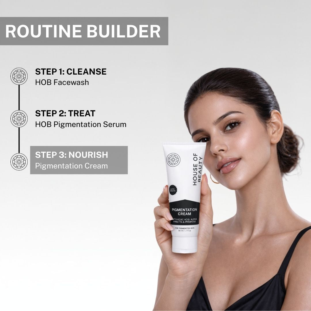 Pigmentation Face Cream benefits showing soothing skin, improved texture, nourished skin and treatment for dark spots and hyperpigmentation.