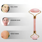 rose quartz roller for dull skin sagging skin open pores improves skin texture and glow