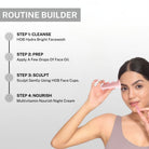 Model demonstrating facial cupping on forehead using HOB Face Cups as part of skincare routine builder steps.