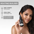 woman using peptide serum in skincare routine after toner for hydration and collagen boost glowing skin