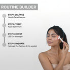 step by step under eye skincare routine using cleanser eye serum LED massager and hydrogel eye patches for brighter eyes