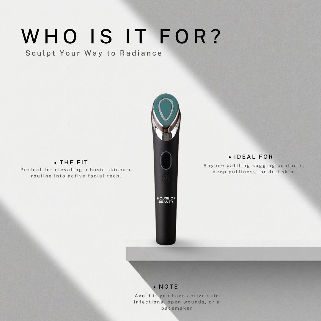 Sculpt Lift Pro™ facial toning device suitable for anyone looking to reduce puffiness, improve facial contours, lift sagging skin, and enhance their skincare routine.