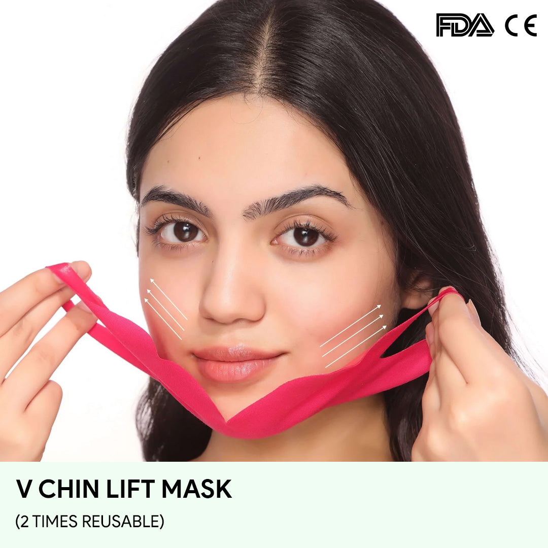 House Of Beauty India Skin Care V Chin Lift Mask(2 Times Reusable) Face Yoga gym Vibhuti Arora facegym Jade roller Guasha skingym Guasha Teacher Training Learn Yoga certified FaceTools Make up Anti ageing V Chin Lift Mask(2 Times Reusable)