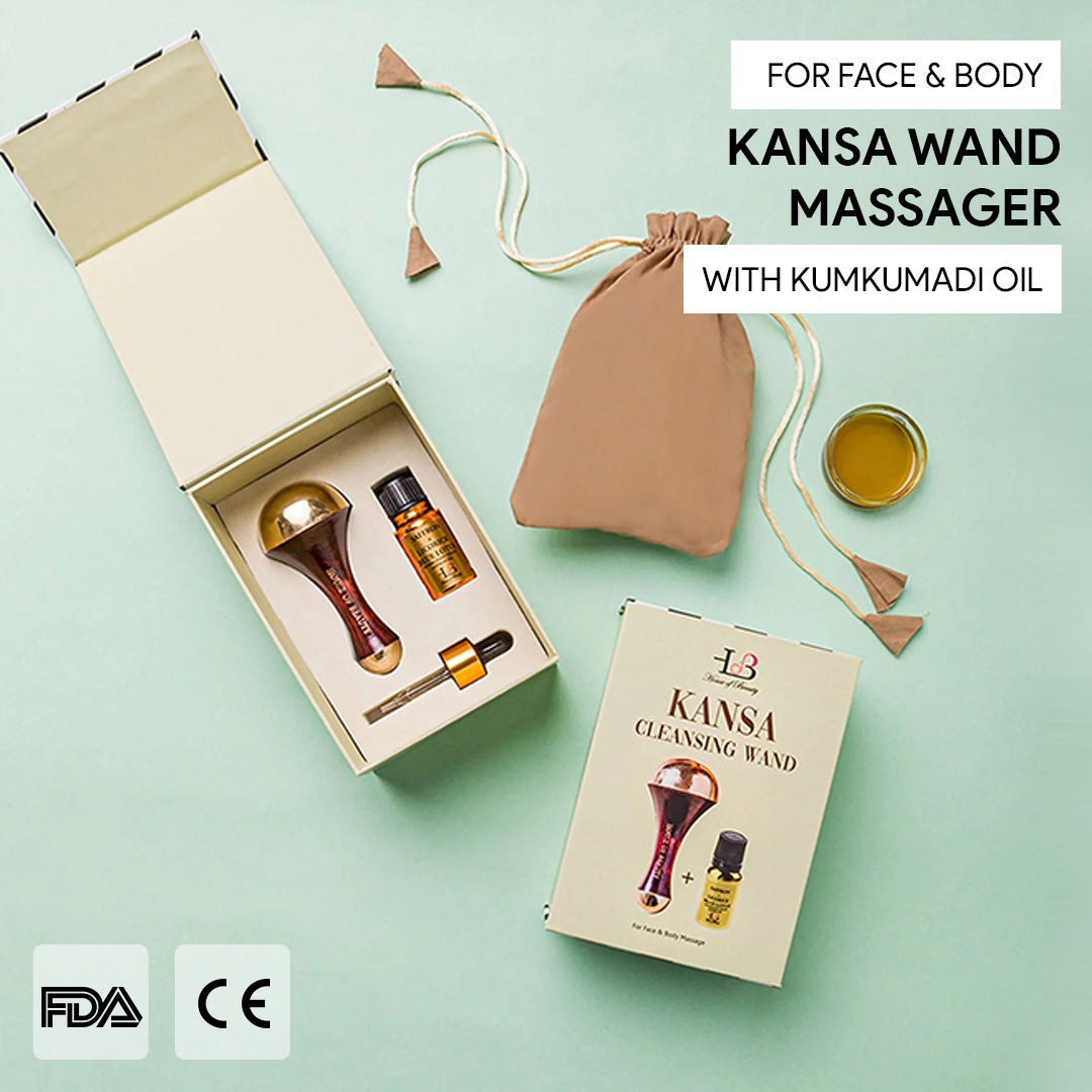 House Of Beauty India Face Tools Kansa Wand (For Face & Body 2 pieces) Face Yoga gym Vibhuti Arora facegym Jade roller Guasha skingym Guasha Teacher Training Learn Yoga certified FaceTools Make up Anti ageing Kansa Wand (For Face & Body 2 pieces)