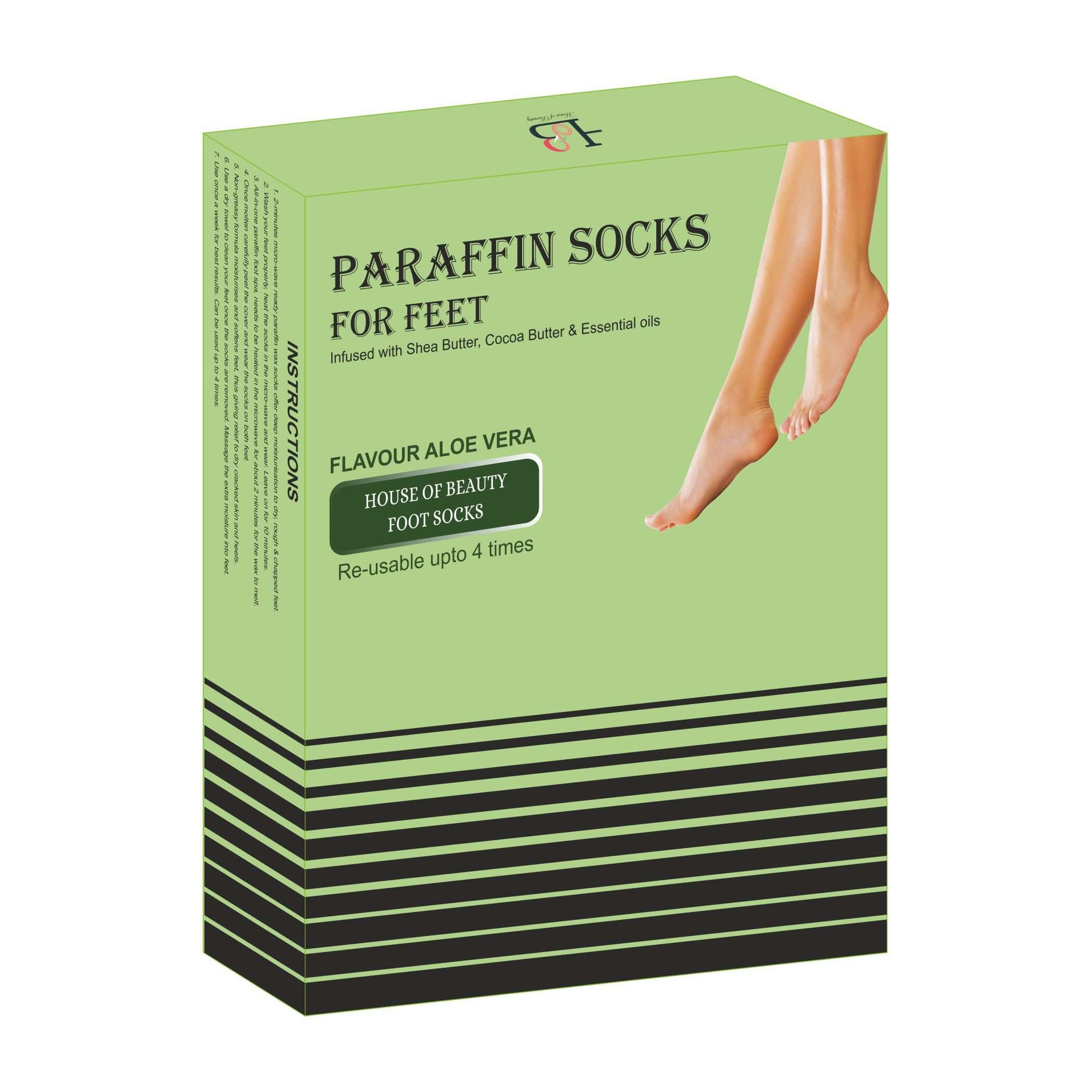 House Of Beauty India Skin Care Aloe Vera Paraffin Foot Socks (1 pair - 4 times reusable) Face Yoga gym Vibhuti Arora facegym Jade roller Guasha skingym Guasha Teacher Training Learn Yoga certified FaceTools Make up Anti ageing Aloe Vera Paraffin Foot Socks (1 pair - 4 times reusable)