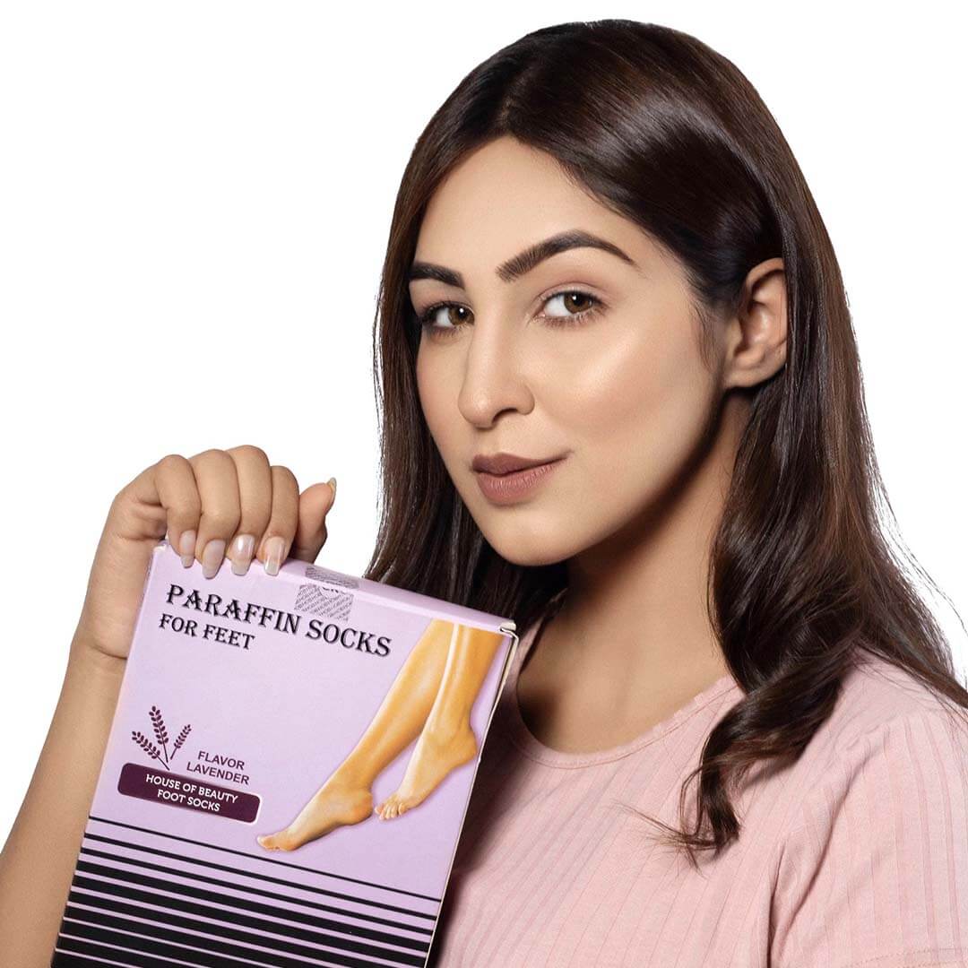 House Of Beauty India Skin Care Lavender Paraffin Foot Socks (1 pair - 4 times reusable) Face Yoga gym Vibhuti Arora facegym Jade roller Guasha skingym Guasha Teacher Training Learn Yoga certified FaceTools Make up Anti ageing Lavender Paraffin Foot Socks (1 pair - 4 times reusable)